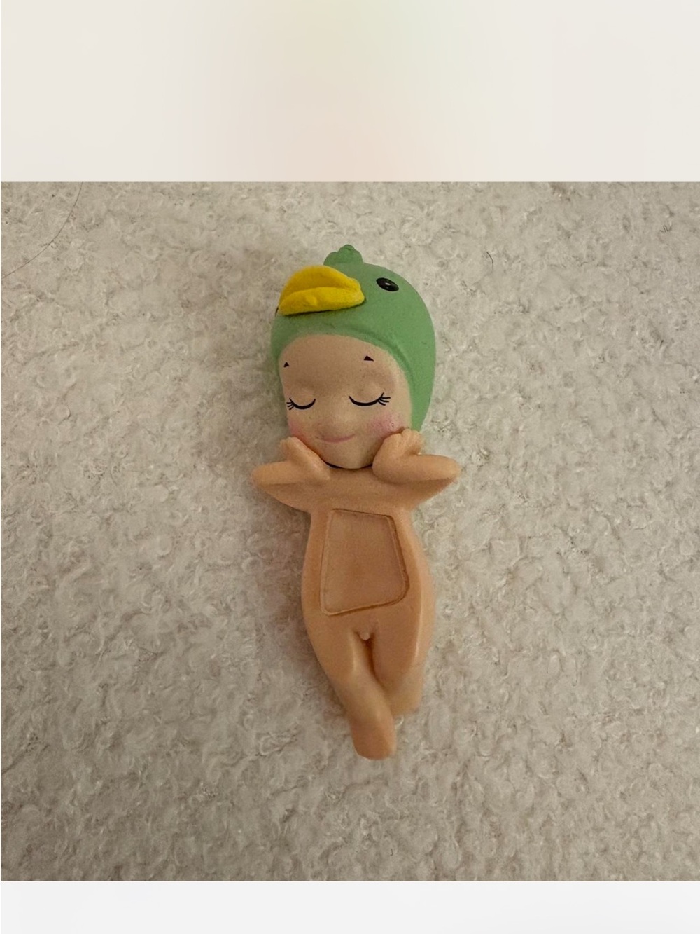 Green Duck Hat Sleeping Baby Figurine Kids Toy